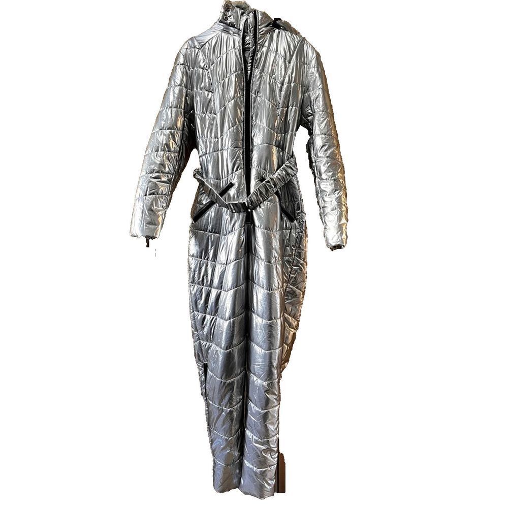Shop Kultivate Metallic Silver Faux Fur Hooded Snowsuit Lg